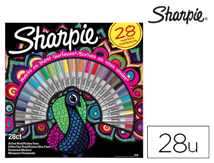 28 rotuladores Sharpie punta fina y ultrafina tinta colores surtidos